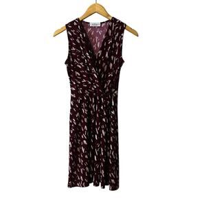 Kaileigh Burgundy Print Sleeveless Dress Size S Small Petite SP